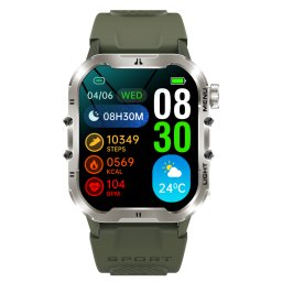 Ceas inteligent unisex, Smartwatch, TWINKLER®, TKY-FT26, ecran 1.96" IPS TFT, rezoluție 240x282, rezistent la apă IP68, Bluetooth, lanternă LED, Monitorizare sănătate și diverse moduri sport, verde
