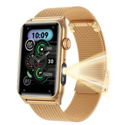 Smartwatch TWINKLER®, Ceas Inteligent Damă, TK76, ecran 1.57” HD, rezoluție 200x320, IP68, procesor AB5681F/G, Apeluri Bluetooth 5.3, Monitorizare Sănătate, 100+ Moduri Sportive, Lanternă LED, Baterie de lungă durată, brățară metalică