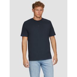 Q/S by s.Oliver, Tricou barbati cu decolteu la baza gatului, cu logo, Bleumarin inchis (SELECTATI MARIMEA: M)