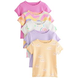 Next Tricou mov lavandă / portocaliu caisă / portocaliu pastel / roz deschis / alb
