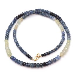 Colier Safir Albastru Natural Disc Fatetat - 2-4 x 4-6 mm - Cristalul Straucirii si Intelepciunii Divine - Accesorii Argint 925