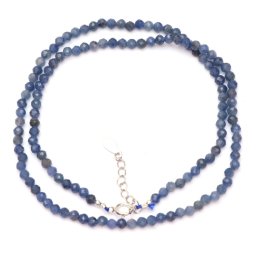 Colier Safir Albastru Natural Rotund Fatetat - 3x3 mm - Cristalul Straucirii si Intelepciunii Divine - Accesorii Argint 925