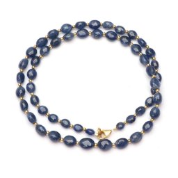 Colier Safir Natural Oval - 5-8 x 3-6 mm - Cristalul Straucirii si Intelepciunii Divine - Accesorii Gold Filled