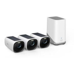 Sistem de supraveghere video eufyCam 3 S330, 4K Ultra HD, 8.3 MP, Incarcare solara, BionicMind™, Nightvision, Homebase 3 + 3 camere video