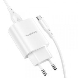 Incarcator Retea Borofone, BN1 Innovative, 2.1A, 1 X USB, cablu Type-C, Alb
