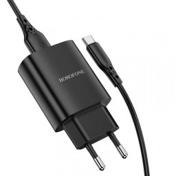 Incarcator Retea Borofone, BN1 Innovative, 2.1A, 1 X USB, cablu Type-C, Negru