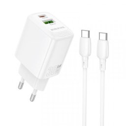 Incarcator Retea Cu Cablu USB-C Borofone BN29 Fuente, 30W, 3A, 1 x USB-A - 1 x USB-C, Alb