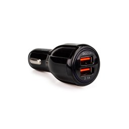 Alimentator auto Spacer 2 x USB (1 x USB QC3.0 & 1 USB max. 3.1A) pentru bricheta auto, Negru