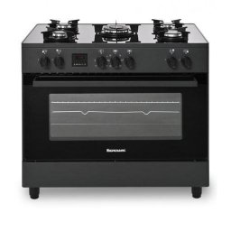 Aragaz Ravanson KWGE-K90, Cheff pe gaz-electric, 5 arzatoare, latime 90 cm, capacitate 105 litri, Negru