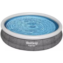 Piscina Bestway, Fast Pool Set, pompa cu filtru Flowclear, aspect ratan, 366 x 76 cm