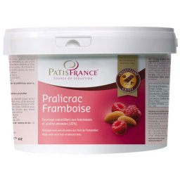 Umplutura Crocanta cu Zmeura si Migdale 22%, Pralicrac Raspberry, PatisFrance, 2 Kg