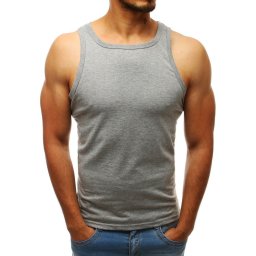 Tank top męski bez nadruku szary Dstreet