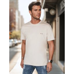Tricou bărbătesc cu broderie cappuccino