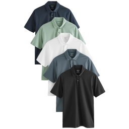 Next Tricou albastru marin / gri bazalt / verde pastel / negru / alb