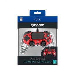 PlayStation 4 (PS4) Nacon Wired Compact Controller (Illuminated) (Roșu)