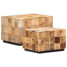 Masute de cafea, 2 buc., design bloc, lemn brut de mango GartenMobel Dekor