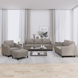 Set de canapea cu perne, 4 piese, gri taupe, material textil GartenMobel Dekor