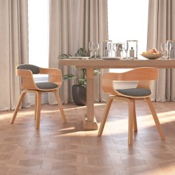 Scaune de bucatarie, 2 buc., gri deschis, lemn curbat si textil GartenMobel Dekor