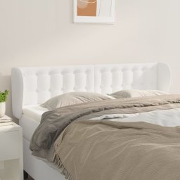 Tablie de pat cu aripioare, alb, 147x23x78/88cm piele ecologica GartenMobel Dekor