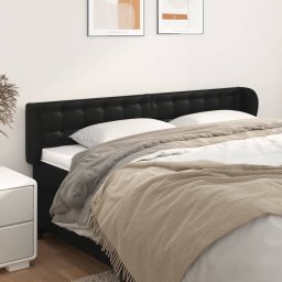 Tablie de pat cu aripioare negru 163x23x78/88cm piele ecologica GartenMobel Dekor