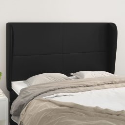 Tablie de pat cu aripioare, negru, 147x23x118/128 cm, piele eco GartenMobel Dekor