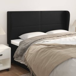 Tablie de pat cu aripioare, negru, 163x23x118/128 cm, piele eco GartenMobel Dekor