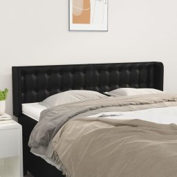 Tablie de pat cu aripioare negru 147x16x78/88cm piele ecologica GartenMobel Dekor