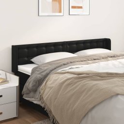 Tablie de pat cu aripioare negru 163x16x78/88cm piele ecologica GartenMobel Dekor