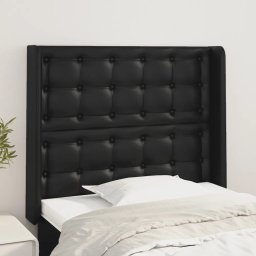 Tablie de pat cu aripioare, negru, 83x16x118/128 cm, piele eco GartenMobel Dekor
