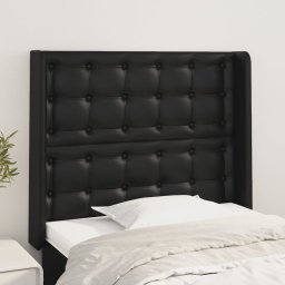 Tablie de pat cu aripioare, negru, 93x16x118/128 cm, piele eco GartenMobel Dekor