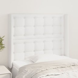 Tablie de pat cu aripioare, alb, 93x16x118/128 cm, piele eco GartenMobel Dekor