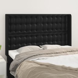Tablie de pat cu aripioare, negru, 147x16x118/128 cm, piele eco GartenMobel Dekor