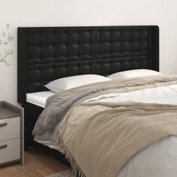Tablie de pat cu aripioare, negru, 203x16x118/128 cm, piele eco GartenMobel Dekor