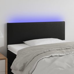 Tablie de pat cu LED, negru, 90x5x78/88 cm, piele ecologica GartenMobel Dekor