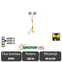 Spectrum - Set 2x50W Proiectoare pe trepied IP66