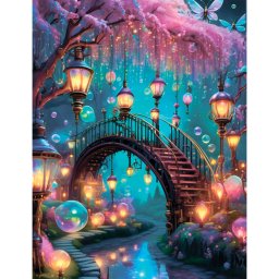 Set goblen cu diamante, cu sasiu, Aleea fermecata, 50x65 cm
