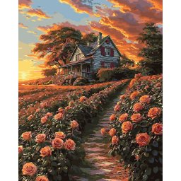 Set pictura pe numere, cu sasiu, Drumul catre casa, 40x50 cm