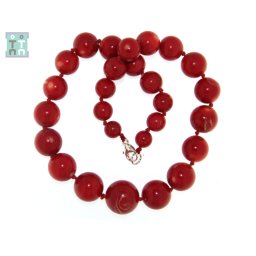 Colier din Coral Rosu Rotund 10-21 x 10-21 mm - Accesorii de Argint 925