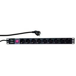Prelungitor PDU LOGILINK 1U pt. rack 19 inch, 9 prize Schuko, intrare Schuko, max 16 A, on/off, 2 m, "PDU9C02" (timbru verde 0.8 lei)