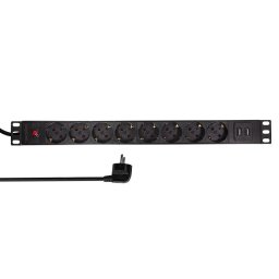 Prelungitor PDU LOGILINK 1U pt. rack 19 inch, 8 prize Schuko, intrare Schuko, max 16 A, on/off, protectie la supratensiune, 2 x USB 2.1A, 2 m, "PDU8C02" (timbru verde 0.8 lei)
