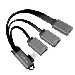 UA0361, 2 x USB 2.0, 1 x USB 3.2 gen 1, Negru/Gri