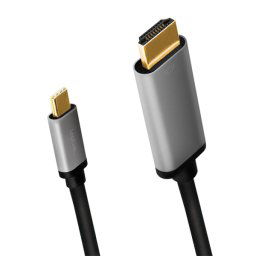CABLU video LOGILINK, adaptor USB 3.1 Type-C (T) la HDMI (M), 0.15m, rezolutie maxima 4K UHD (3840 x 2160) la 60 Hz, conectori auriti, aluminiu, dublu ecranaj, negru-gri, "CUA0101" (timbru verde 0.18 lei)