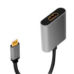 CABLU video LOGILINK, adaptor USB 3.1 Type-C (T) la HDMI (T), 1.8m, rezolutie maxima 4K UHD (3840 x 2160) la 60 Hz, conectori auriti, aluminiu, dublu ecranaj, negru-gri, "CUA0103" (timbru verde 0.18 lei)