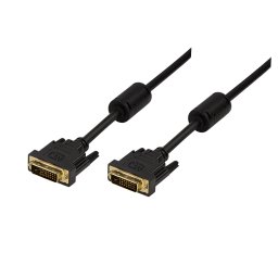 ADAPTOR video LOGILINK, DVI-D DL (T) la DVI-D DL (T) 24+1pin, 3m, conectori auriti, rezolutie maxima Full HD (2560 x 1440), plastic, 2 x ferita, dublu ecranaj, negru, "CD0002" (timbru verde 0.8 lei)