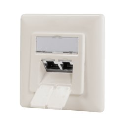 PRIZA RJ-45 aplicabila cu 2 iesiri LOGILINK pt. cablu FTP, Cat6A, RJ-45 (M) x 2, ecranat, plastic cu metal, pure white, 1 buc, "NP0128