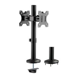 Suport monitor SUPORT de birou LOGILINK, pt 2 TV/monitor plat, curbat, diag. max 32 inch, rotatie, inclinare, pivotare, verticala, max 8 Kg x 2, negru, "BP0109