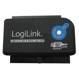 ADAPTOR USB LOGILINK, USB 3.0 (T) la IDE (M) ori S-ATA (M), adaptor USB la unitati 2.5"/3.5", functie OTB, negru, "AU0028A" (timbru verde 0.08 lei)