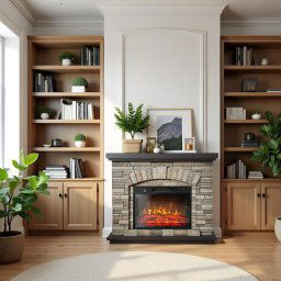 Semineu electric ElectricSun 3D AMBAR Stone, cu sunet, 3 culori, Wi-Fi cu APP internet, L107xH90cm