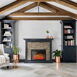 Semineu electric 3D ElectricSun CHALET Stone, cu sunet, 3 culori, Wi-Fi cu APP internet, L115xH96cm