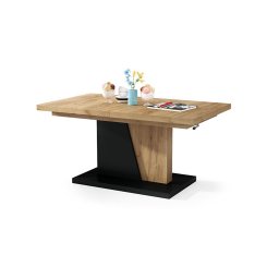 Masă extensibilă pentru living/dining cu blat cu ridicare NINO, stejar craft/negru